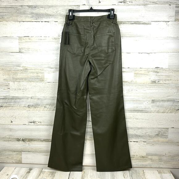Blank NYC Franklin Womens 26 High Waist Wide Leg Green Vegan Leather Pants NEW - Picture 3 of 11